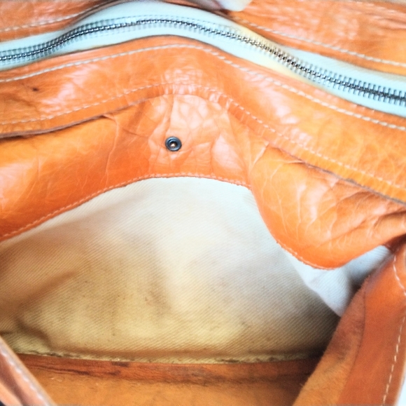 Francesco Biasia Women's Burnt Orange Multi Pocket Italian Leather Hand Bag - Picture 10 of 13